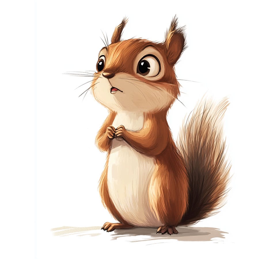 Ilustración de una ardilla en pie