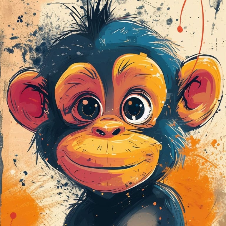 Divertido retrato de un mono pequeño