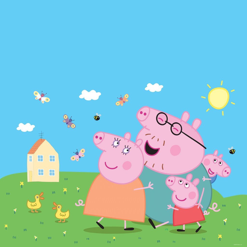 Dibujo de la familia de Peppa Pig en el campo