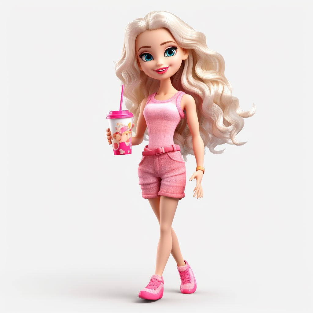 Imagen en 3D generada por IA de Barbie