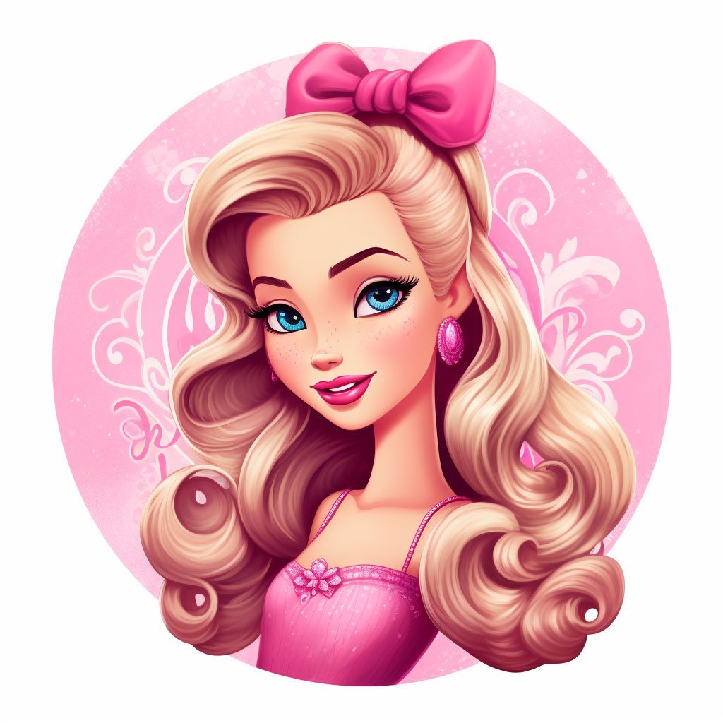 Ilustración tipo retrato de la muñeca Barbie