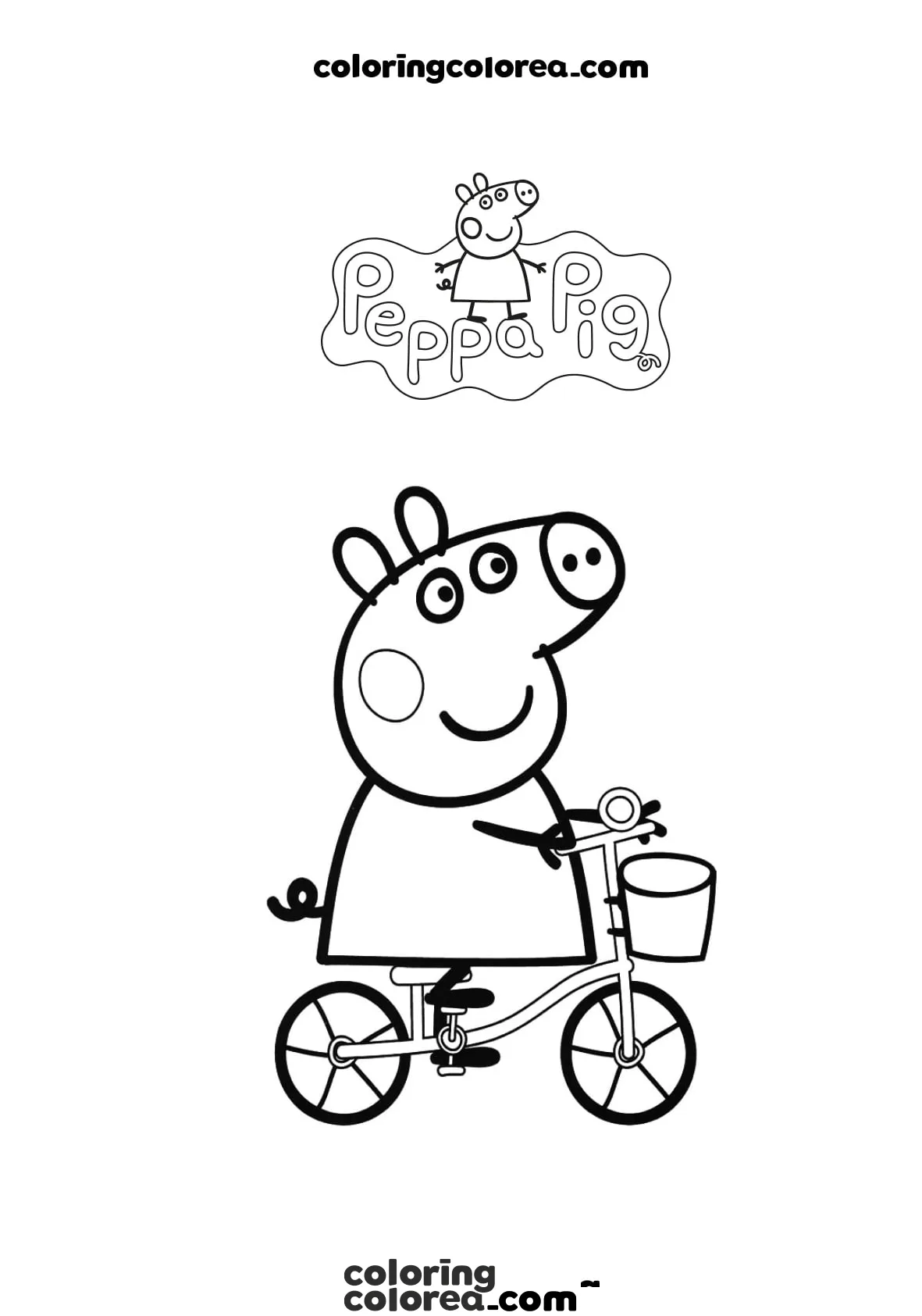 Colorear dibujo de Peppa Pig en bicicleta