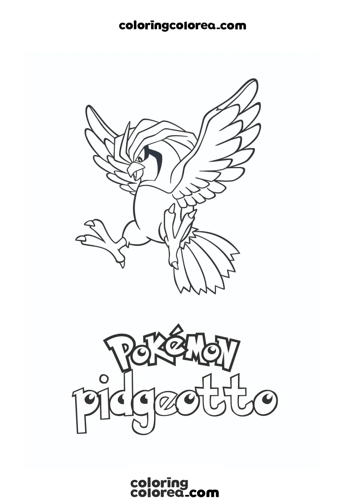 Dibujo para colorear del Pokemon Pidgeotto