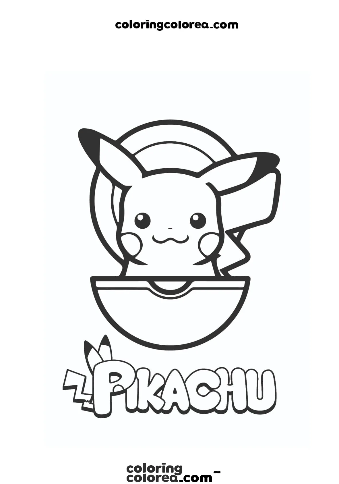 Dibujo para colorear de Pikachu en la Pokeball