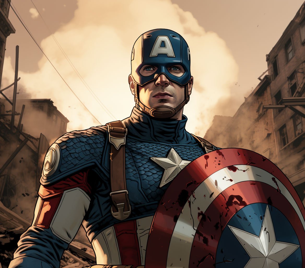Ilustración heróica del Capitán América