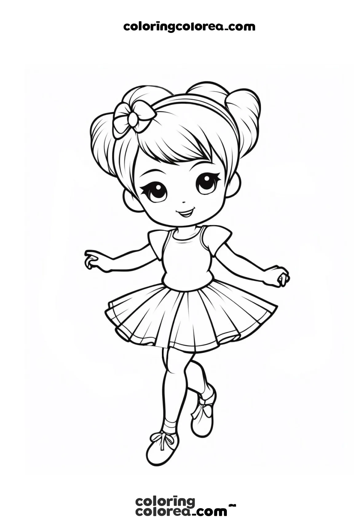 Dibujo para colorear de una niña bailando ballet