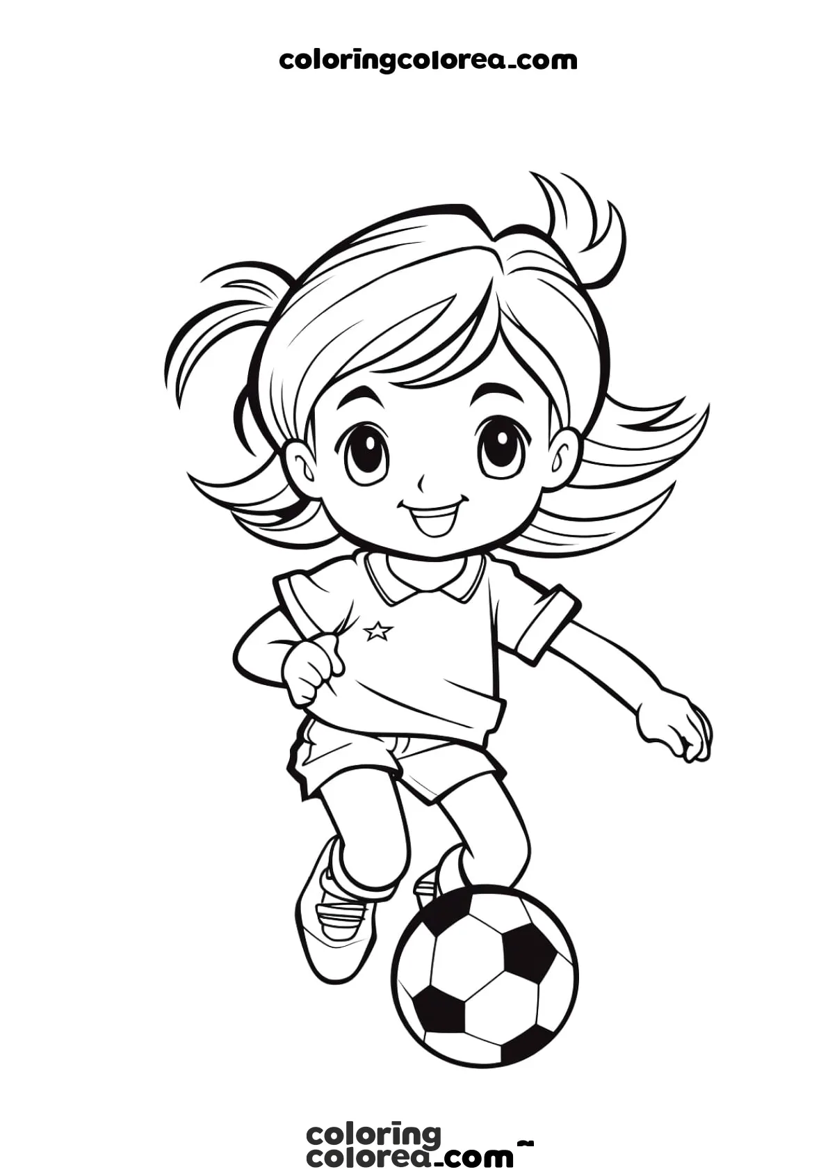 Colorear niña jugando al futbol