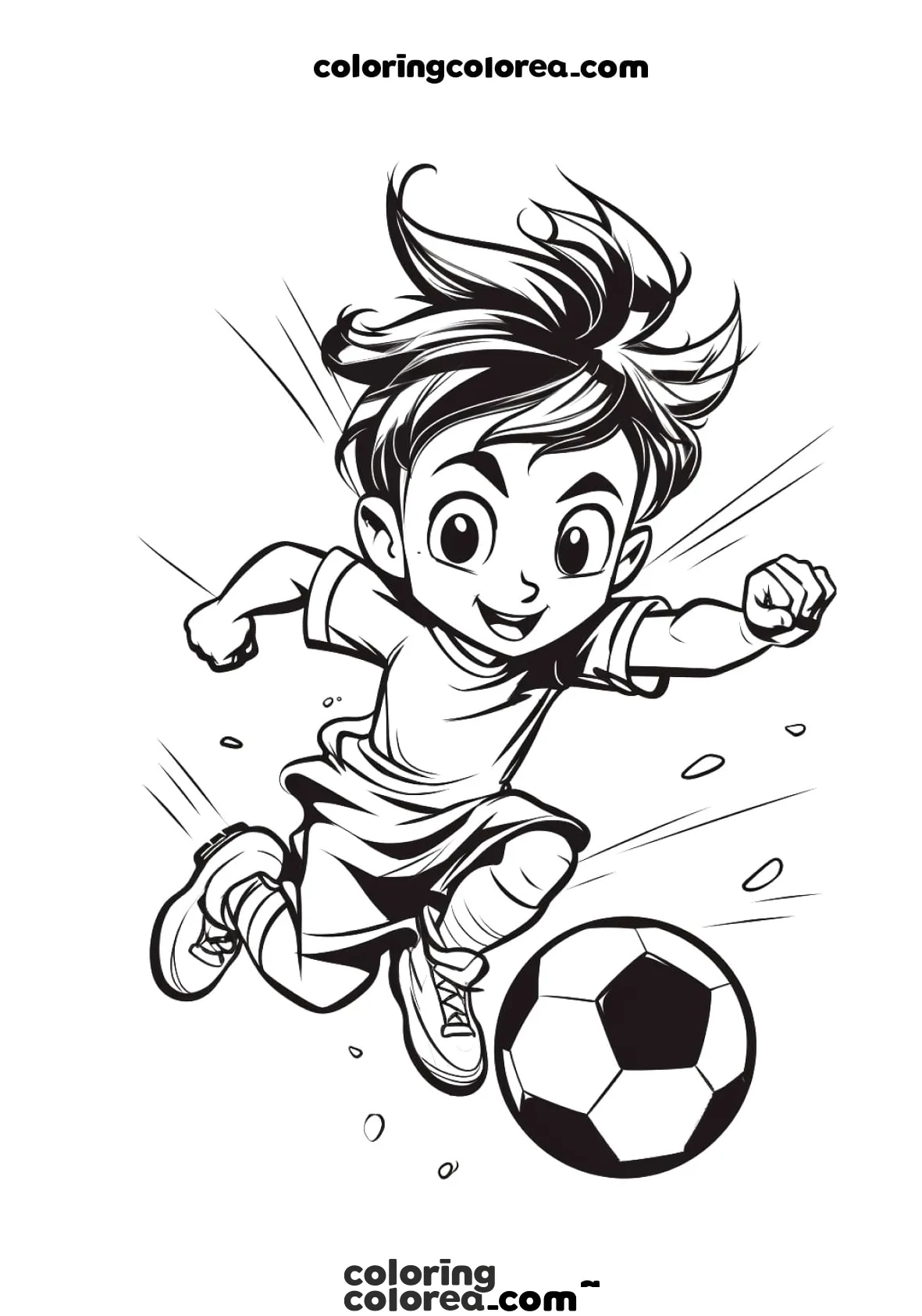 Colorear dibujo de niños jugando al fútbol