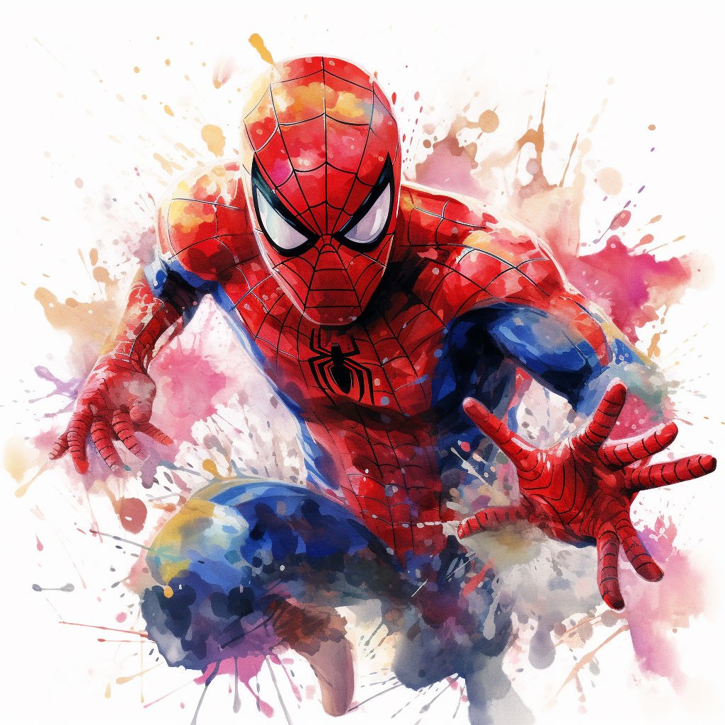 Dibujo de spiderman con técnica de acuarela