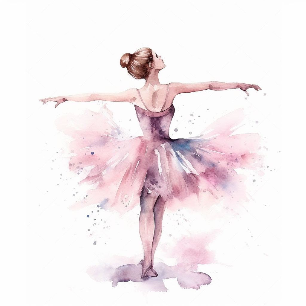Ilustración con acuarelas de una bailarina de ballet