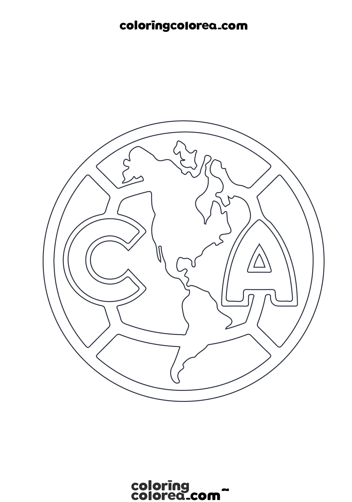Dibujo para colorear con el escudo del Club América de Mexico