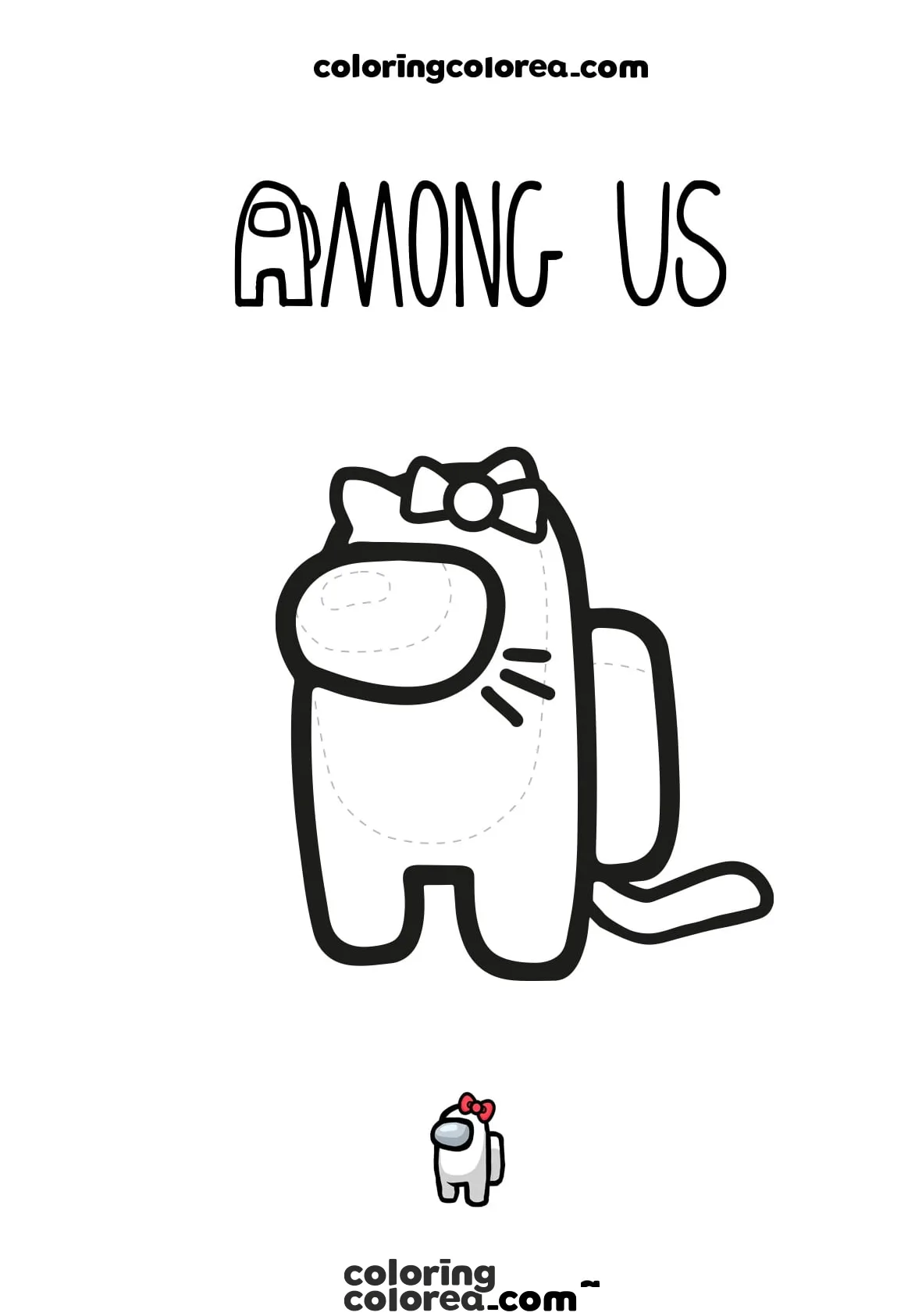 Dibujo para colorear de un Among us Hello Kitty