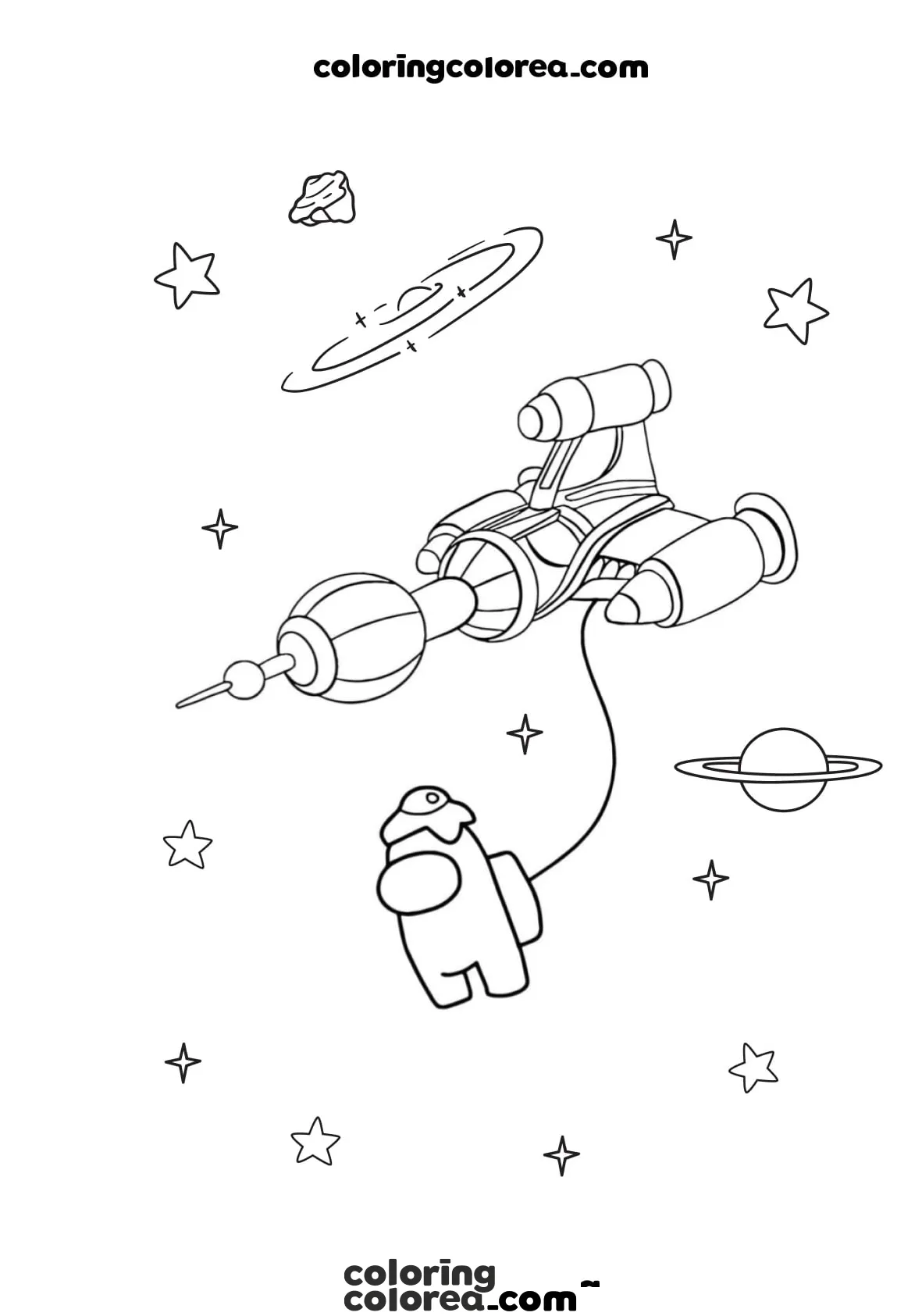 Colorear dibujo del Juego Among us en el espacio