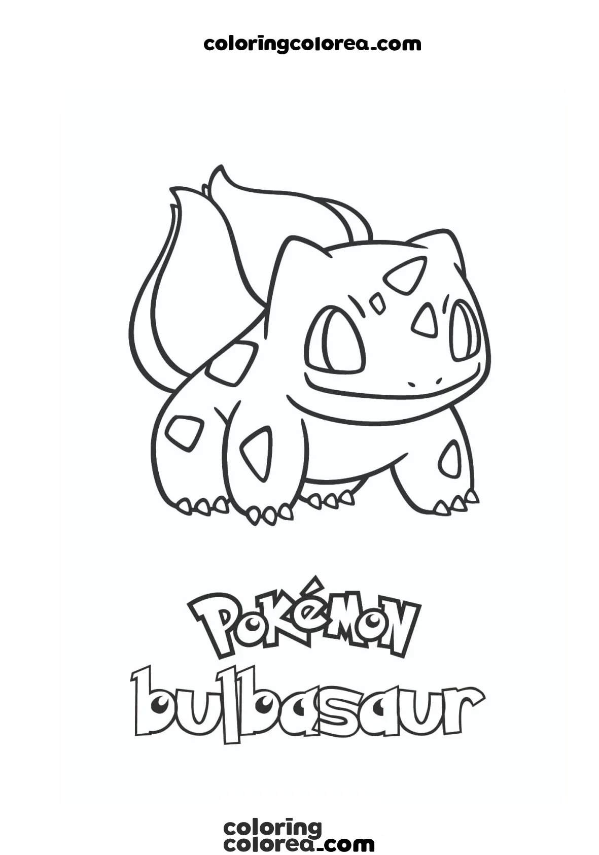 Dibujo para imprimir y colorear gratis del Pokemon Bulbasaur