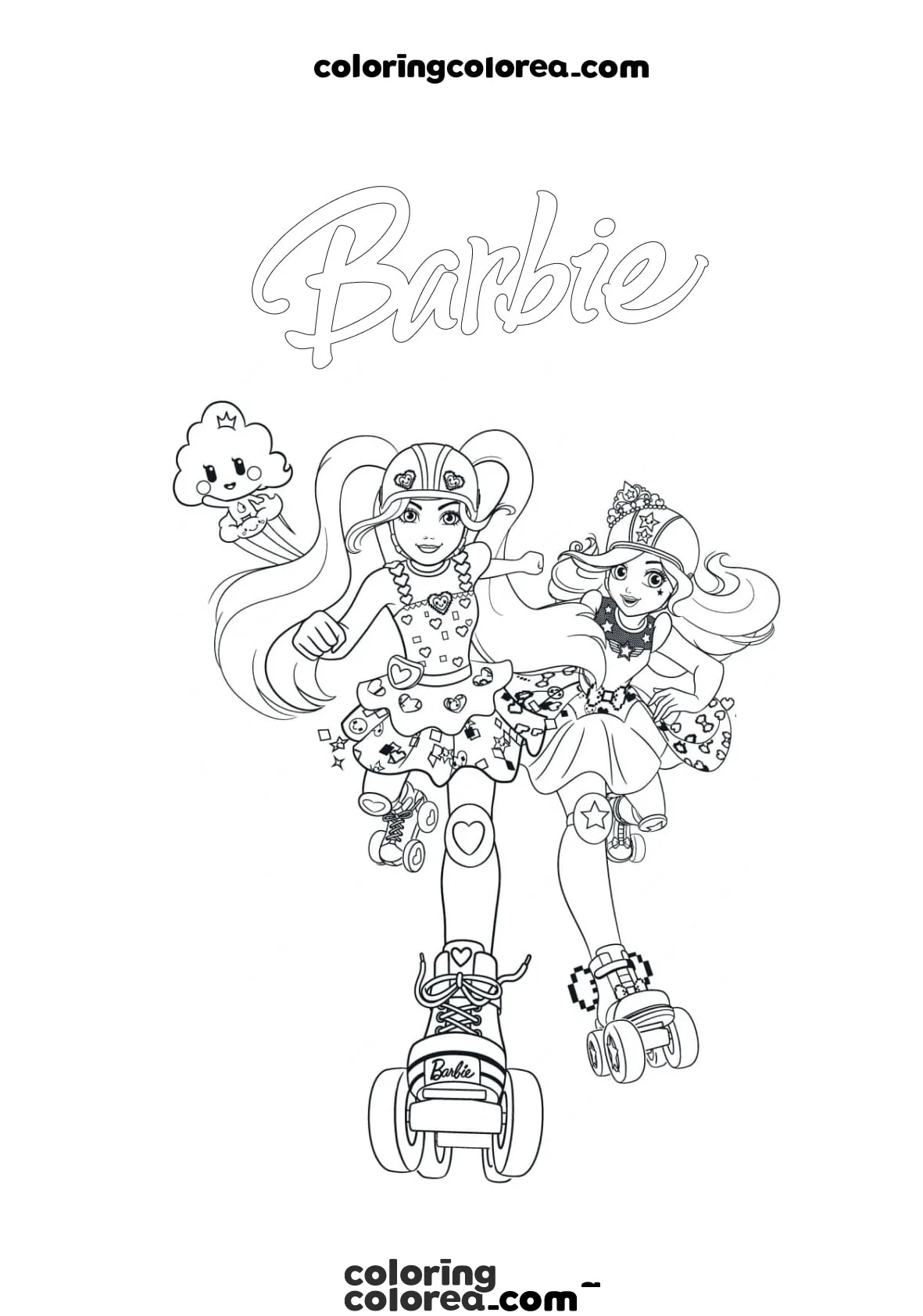 Colorear dibujo de Barbie patinadora