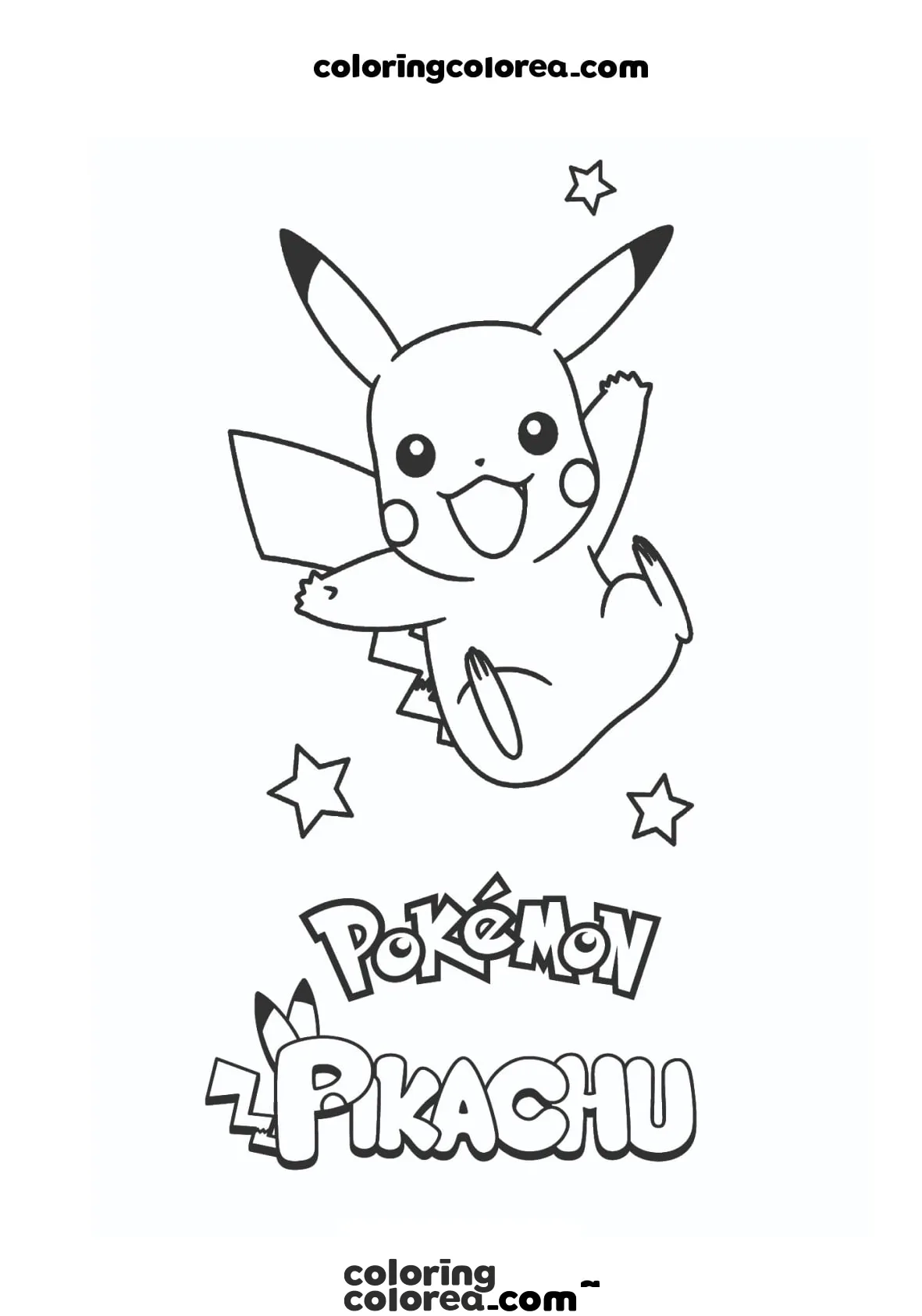 Colorea gratis el dibujo de pokemon pikachu
