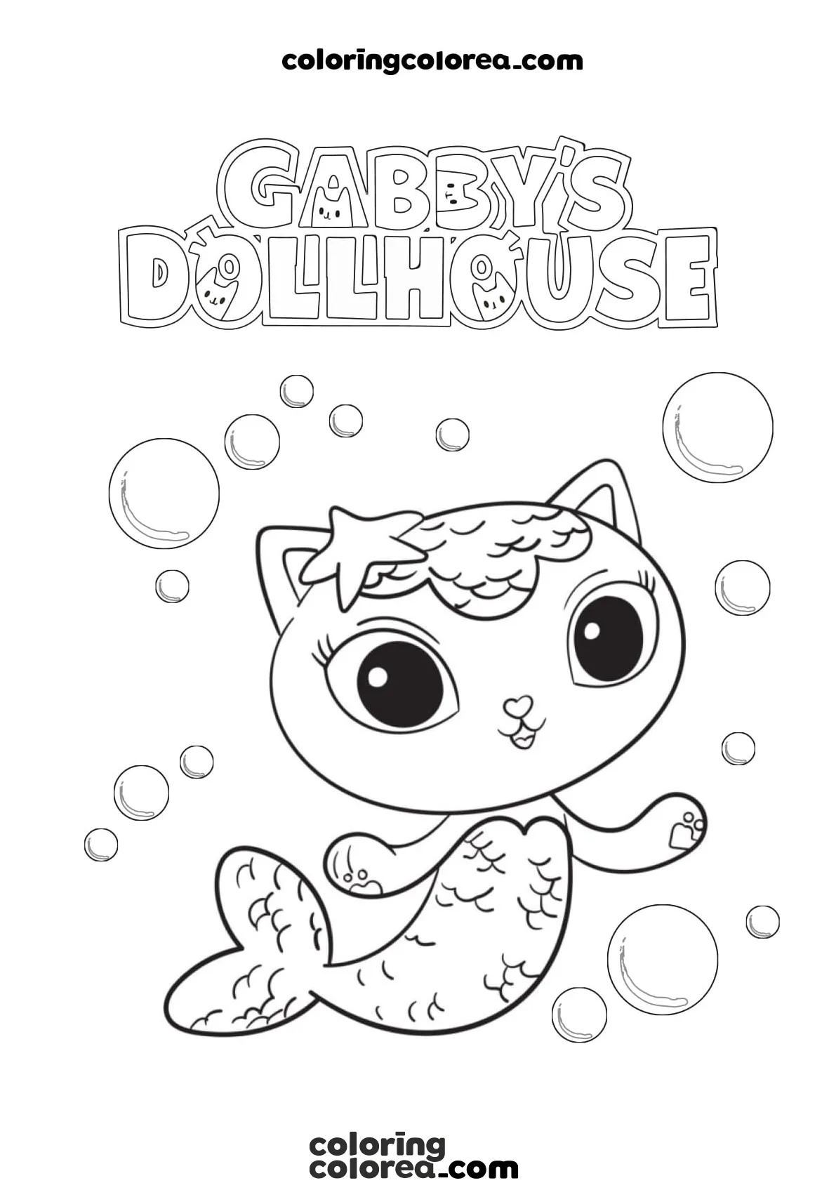 Dibujo para colorear de Siregata de la Serie de Gabby y La casa de muñecas de Gabby