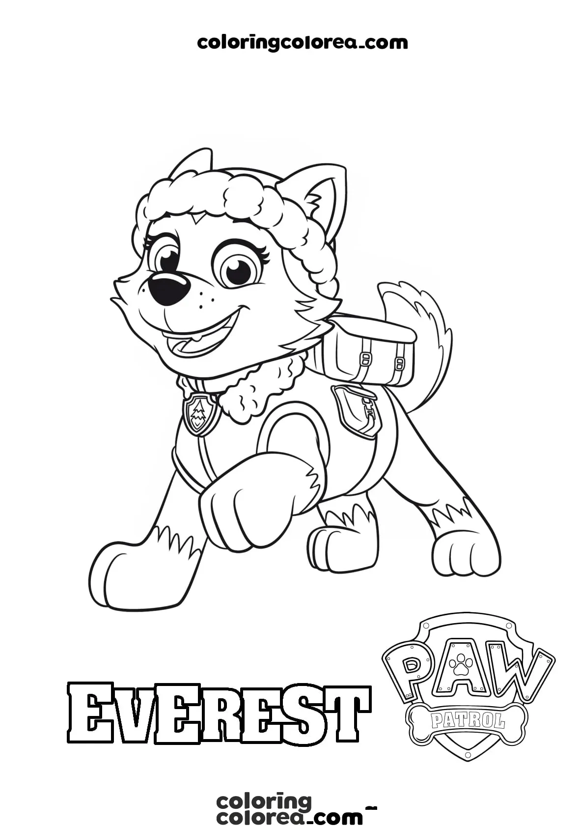 Colorea a Everest, la cachorra Huskey de la Patrulla Canina