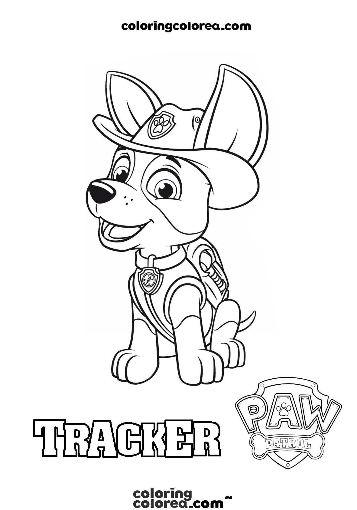 Colorea al nuevo miembro de la Patrulla Canina: Tracker