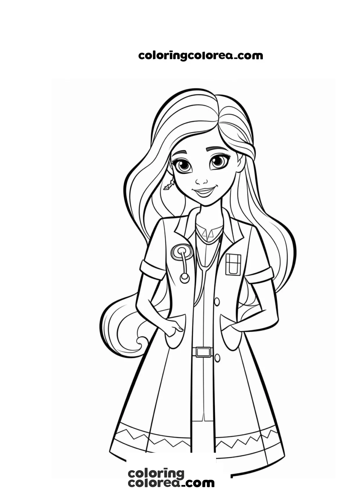 Dibujo para colorear de Barbie Doctora