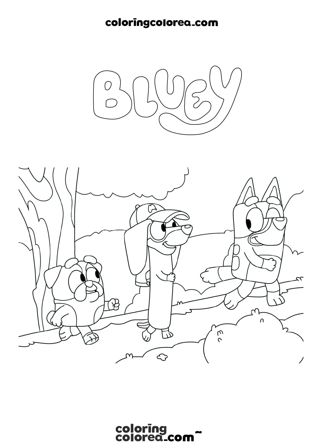 Dibujo para colorear en una escena del capitulo La máquina de escribir de Bluey