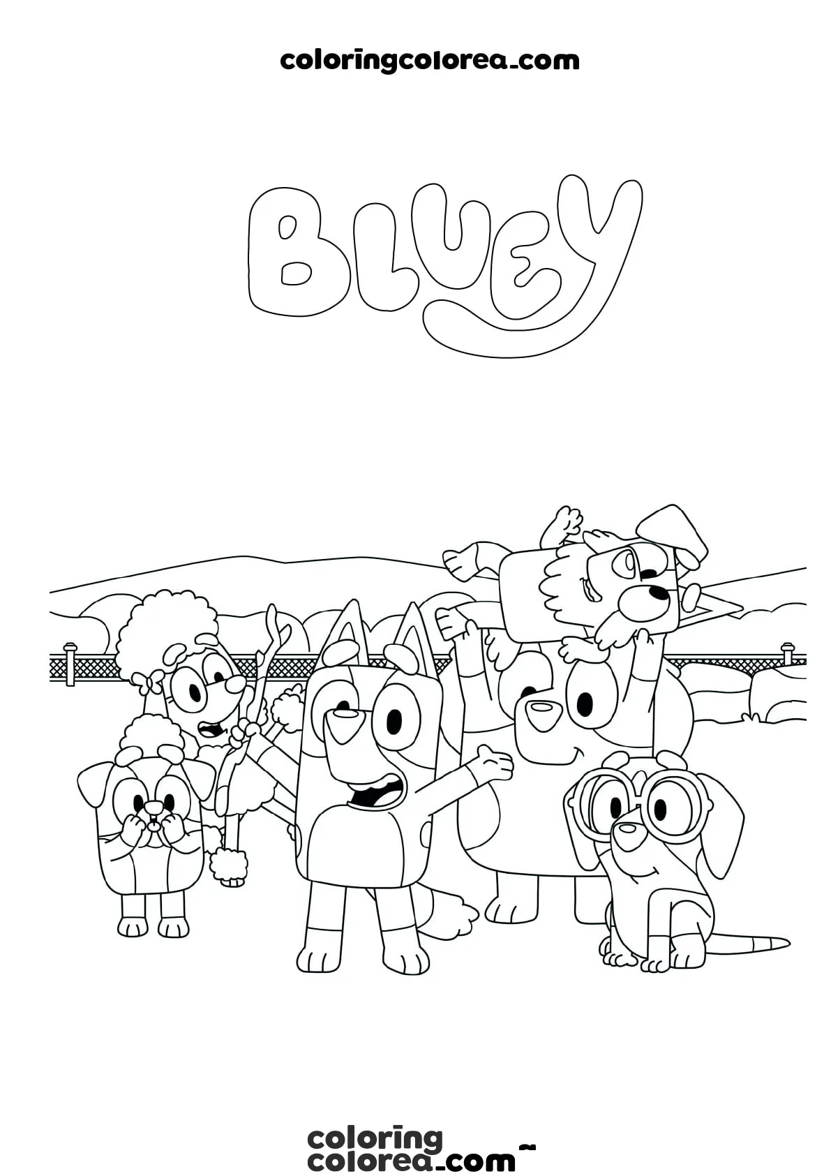 Dibujo para colorear del capitulo de Bluey en el circo