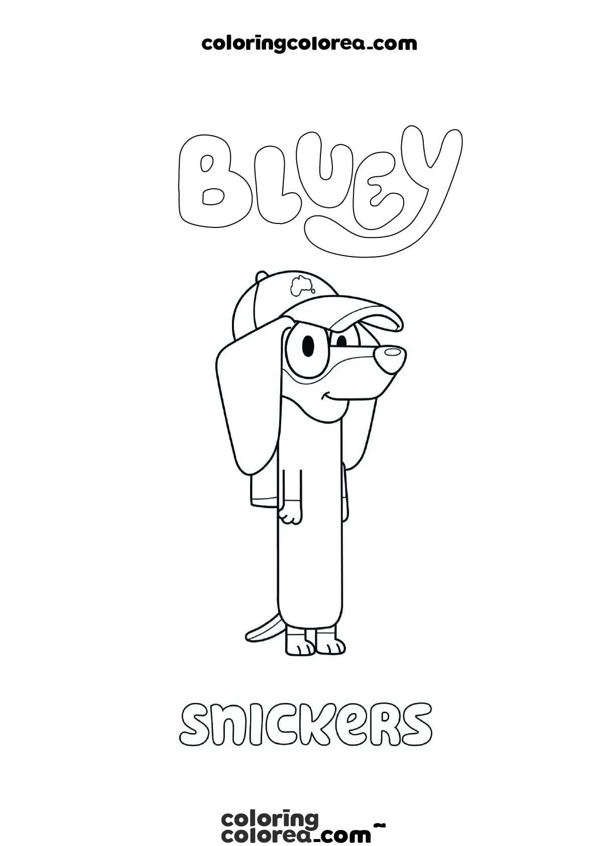 Dibujo para colorear de Rusty, el inseparable amigo de Bluey