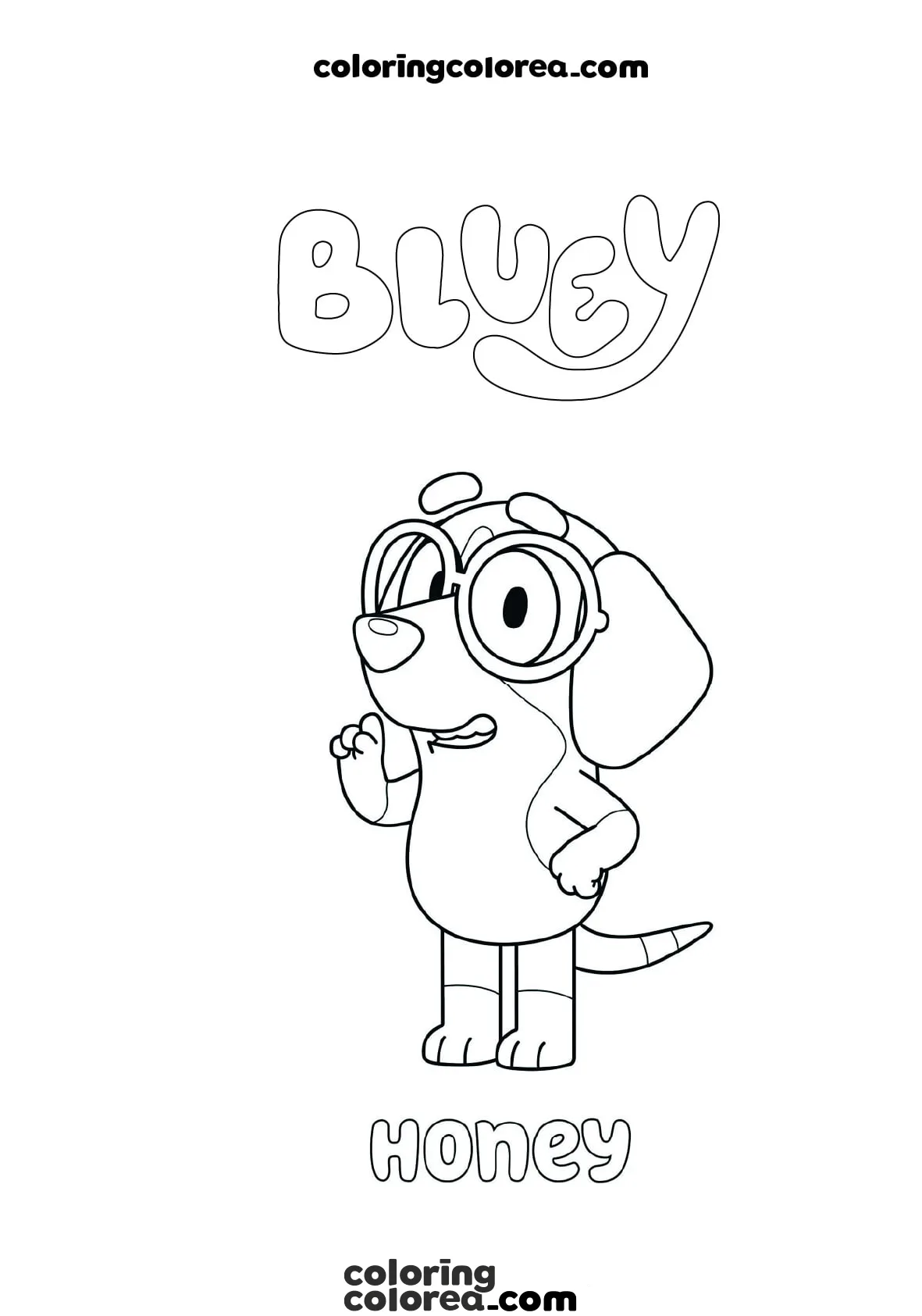 Dibujo para colorear de Honey, de la serie Bluey