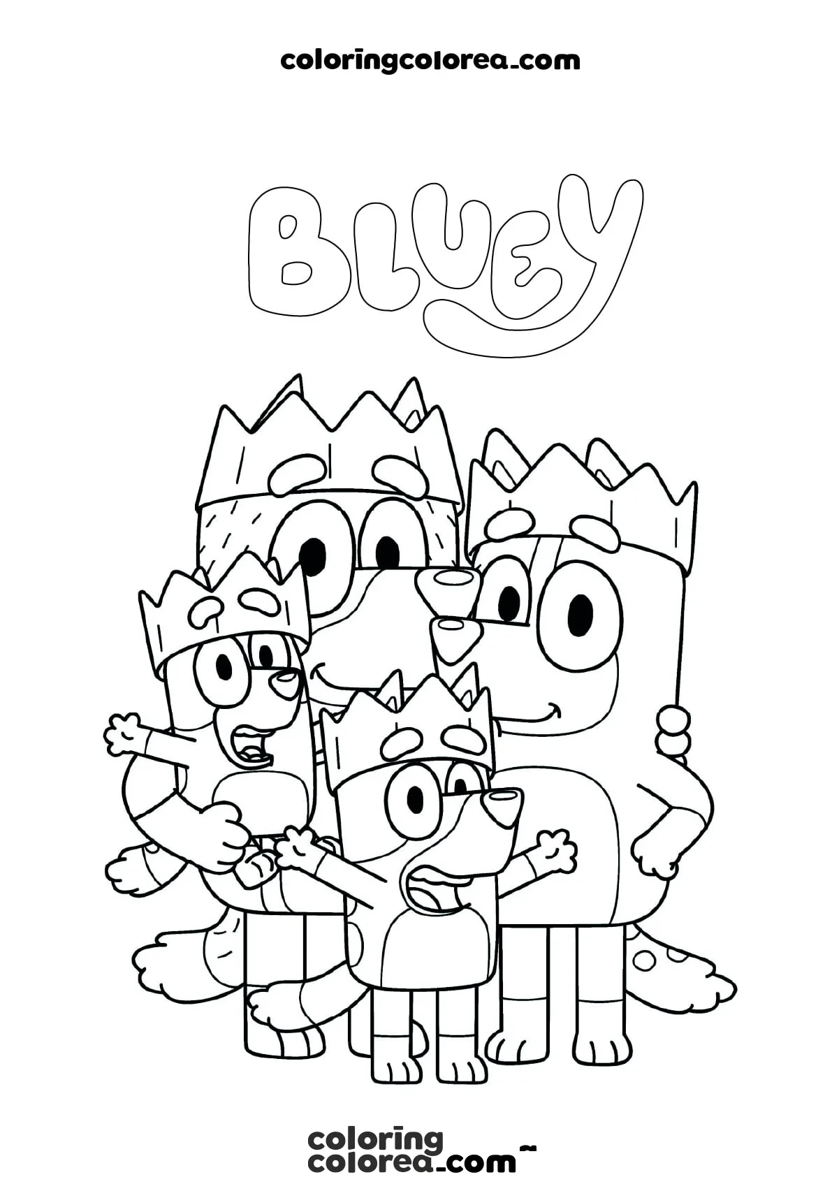 Dibujo para colorear de la familia Bluey