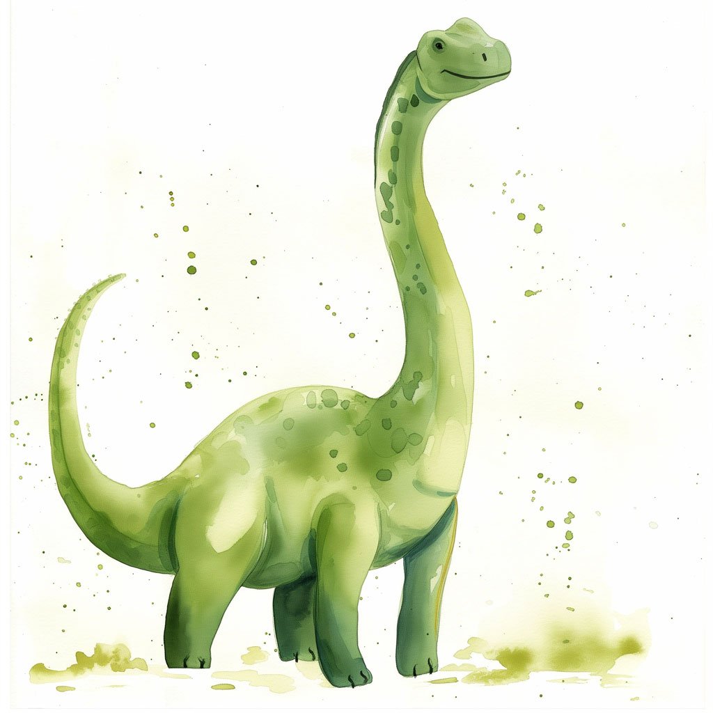 Dibujo de un dinosaurio saurópodo, posiblemente un brachiosaurio