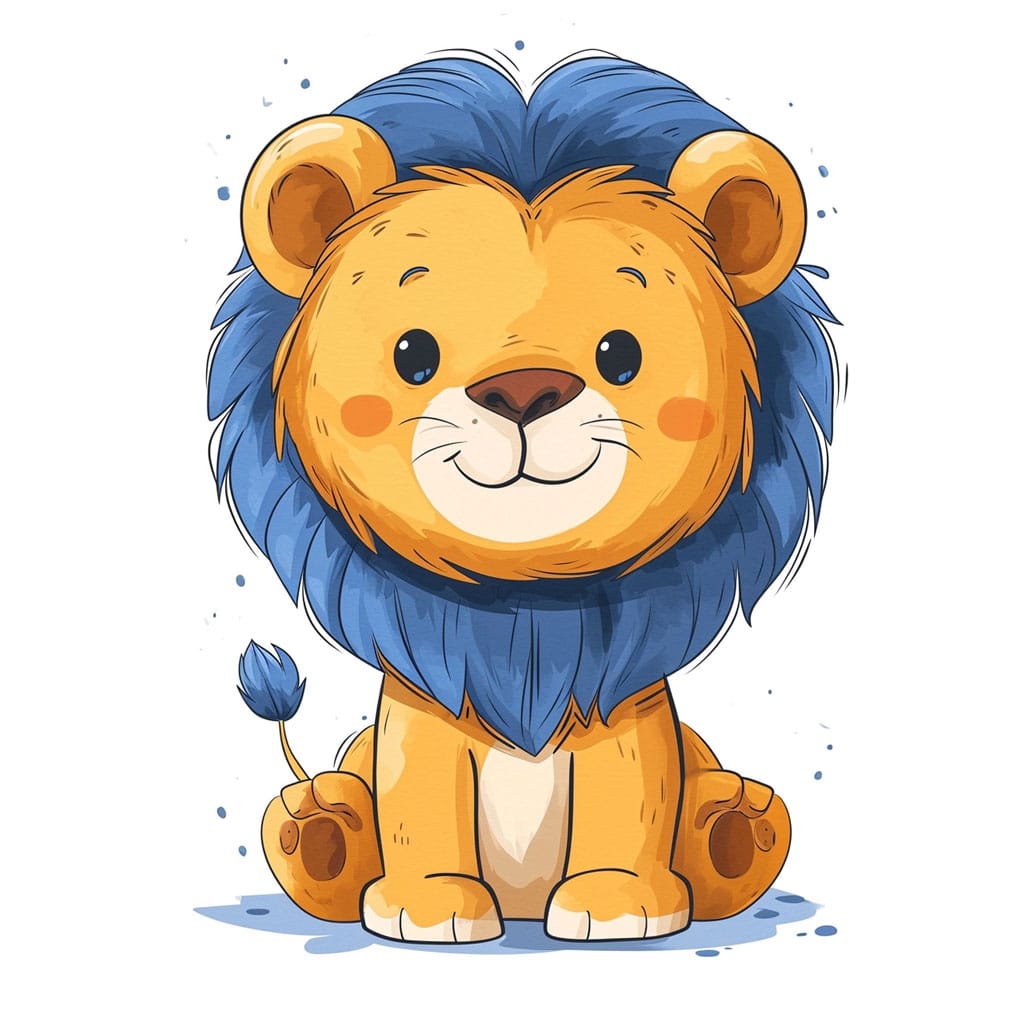Ilustración iconográfica infantil de un león