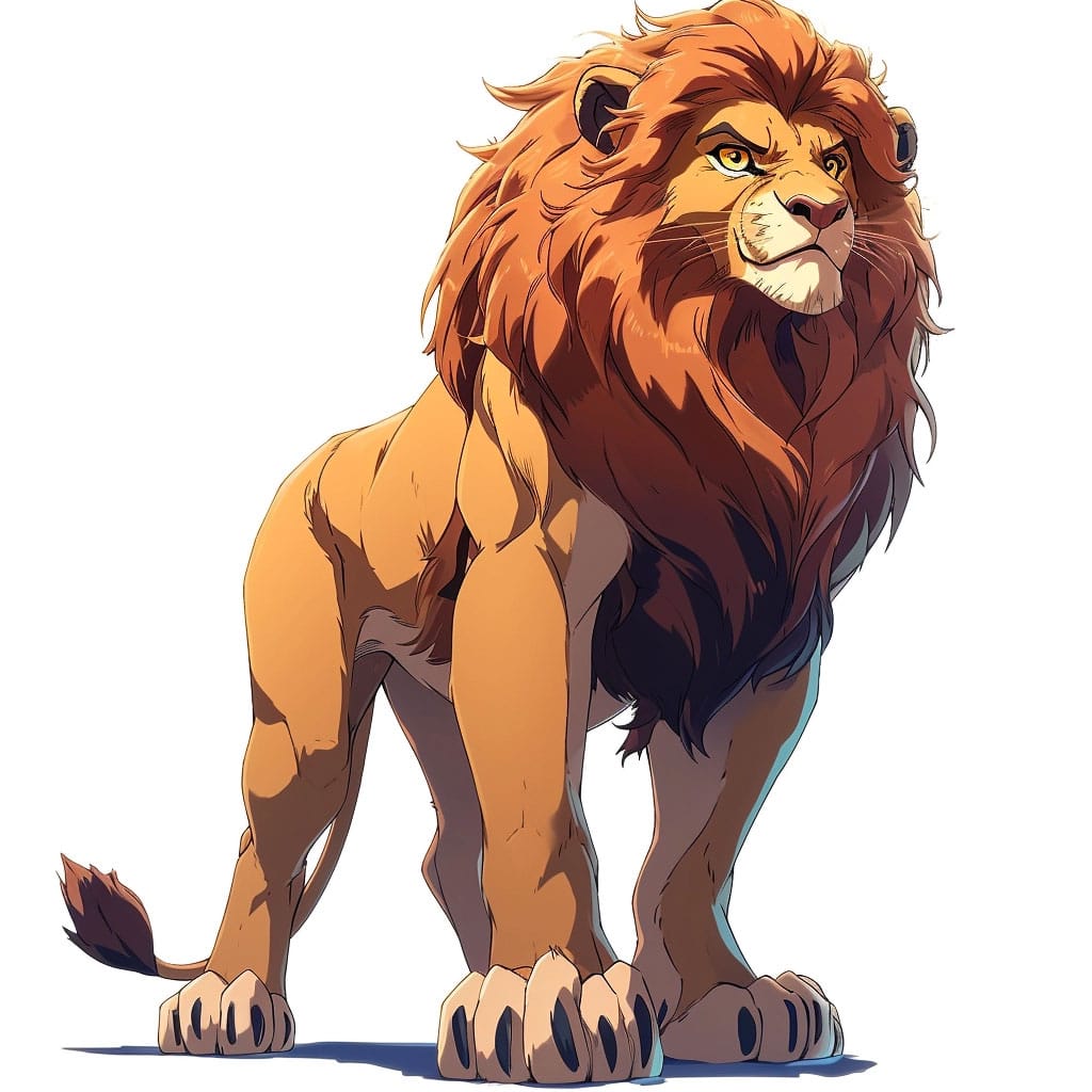 Ilustración de El Rey león con su imponente melena