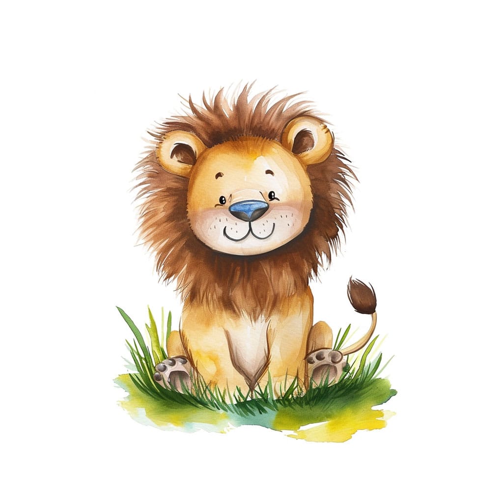 Dibujo infantil de un león sentado