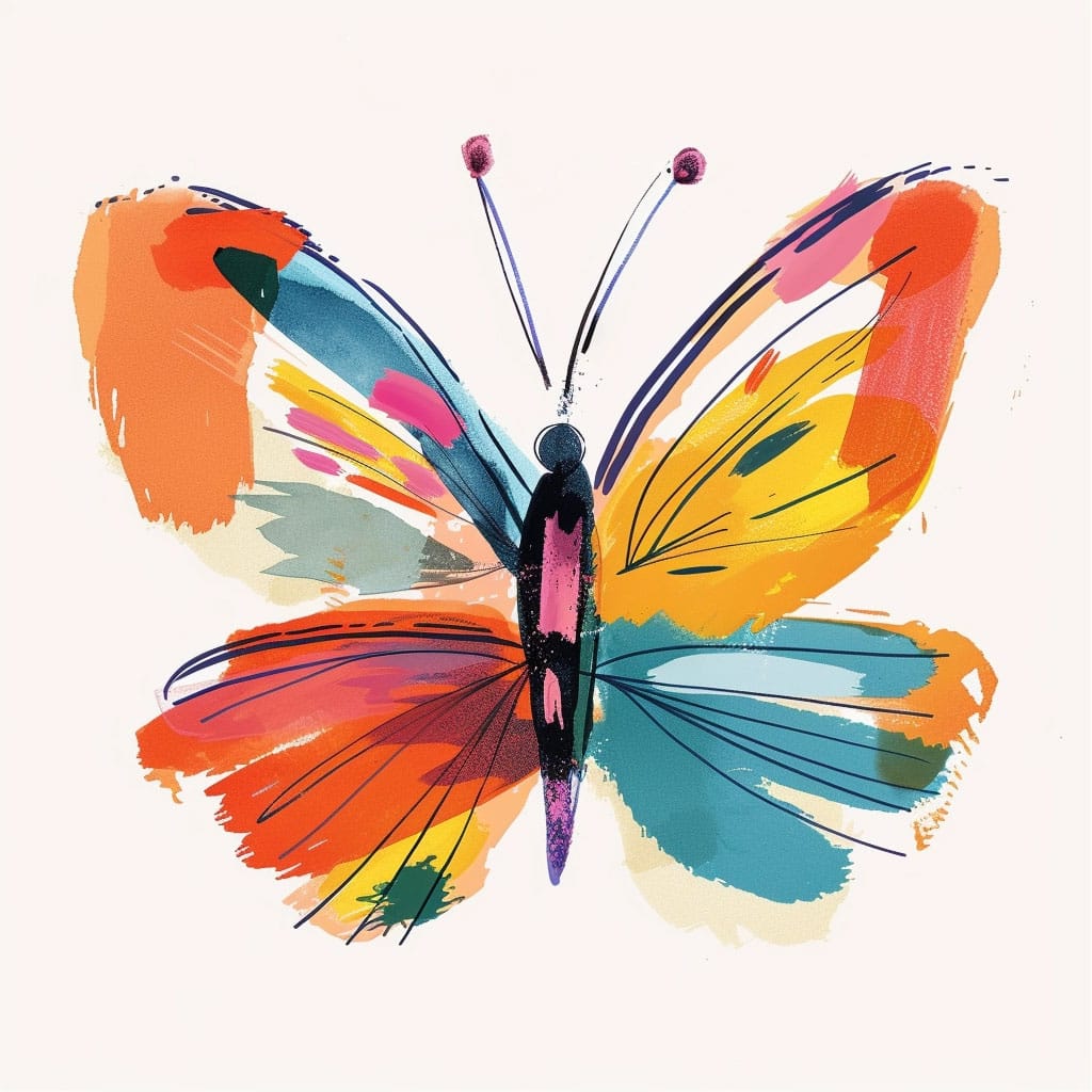 Dibujo de una colorida mariposa