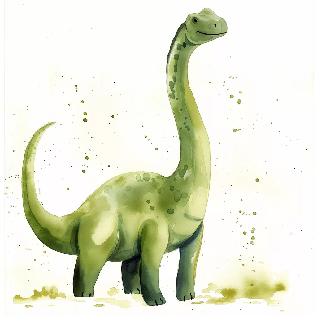 Dibujo infantil coloreado de un Dinosaurio Brachiosaurus
