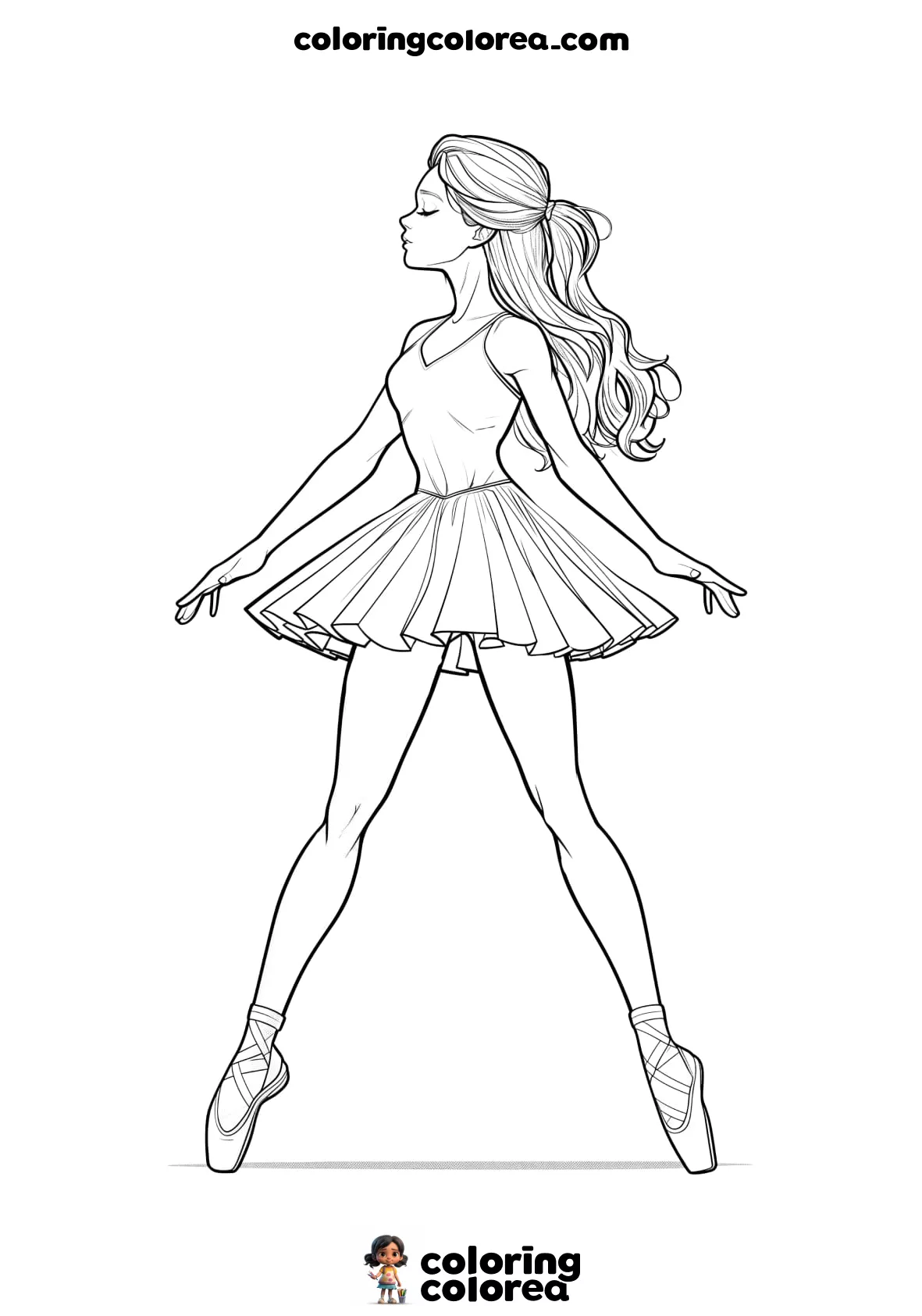 Dibujo para colorear gratis de una bailarina de ballet