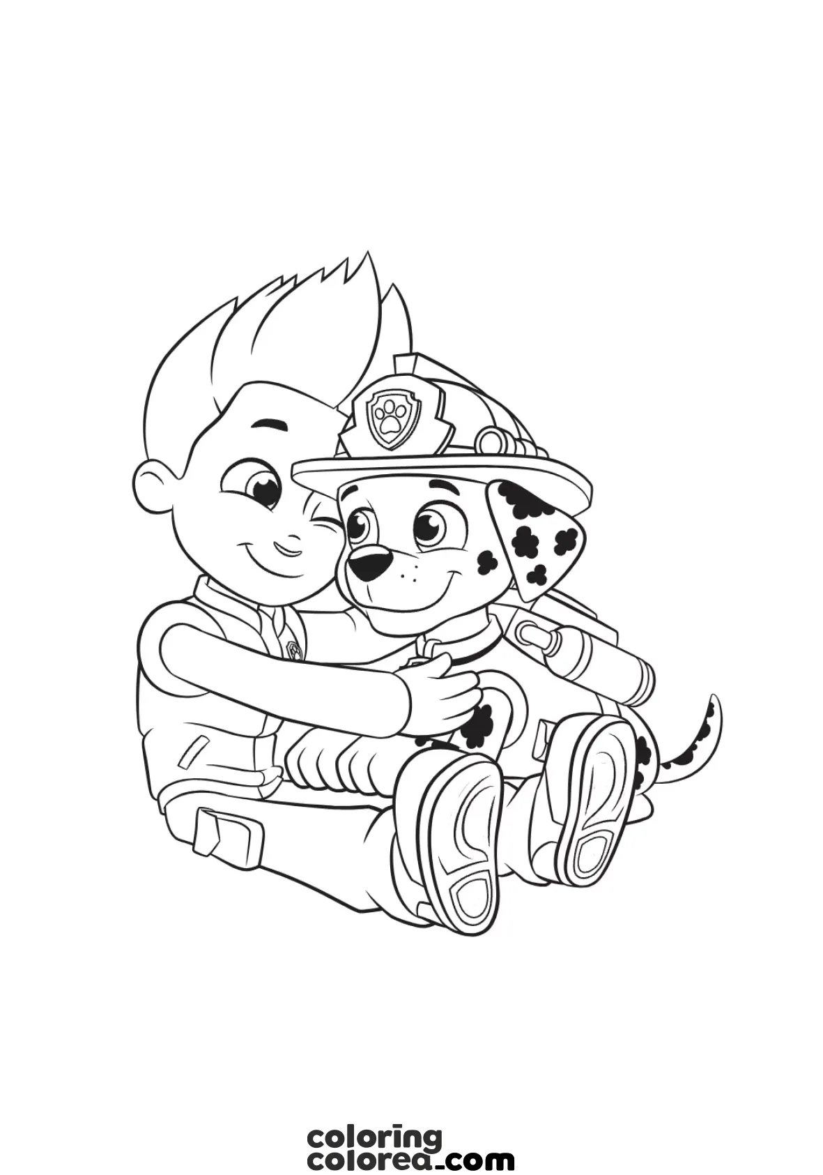 Dibujo para colorear de la Patrulla canina de Ryder y Marshall