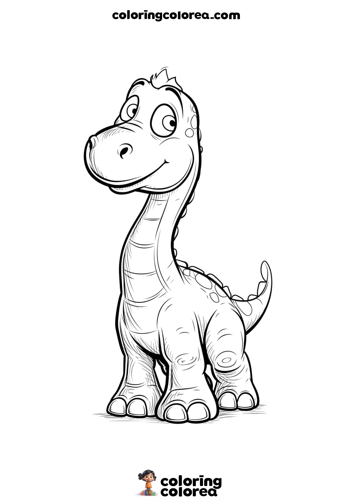 Dibujo para colorear gratis de un Dinosaurio bebé Diplodocus