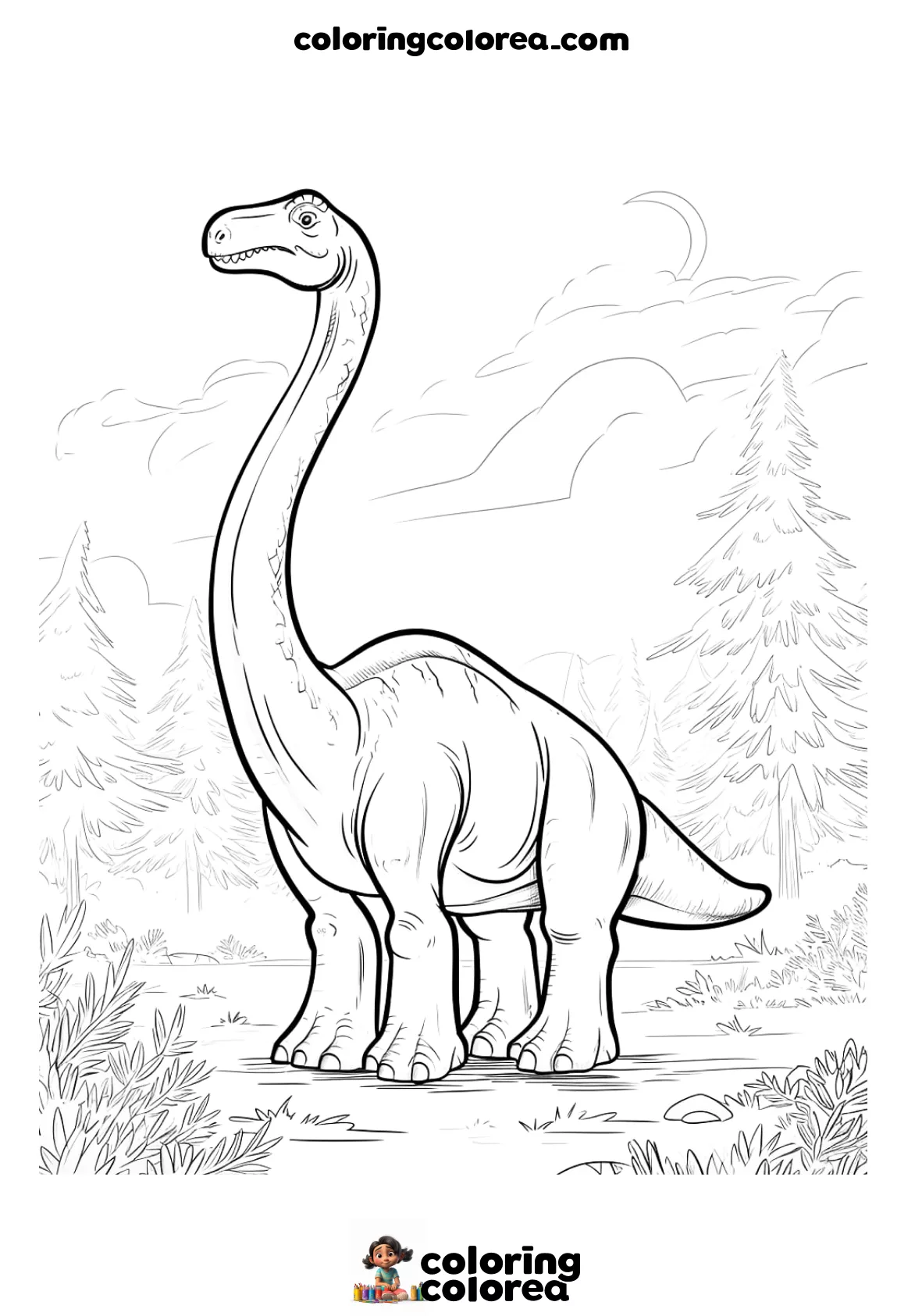 Dibujo para colorear de un dinosaurio Apatosaurio