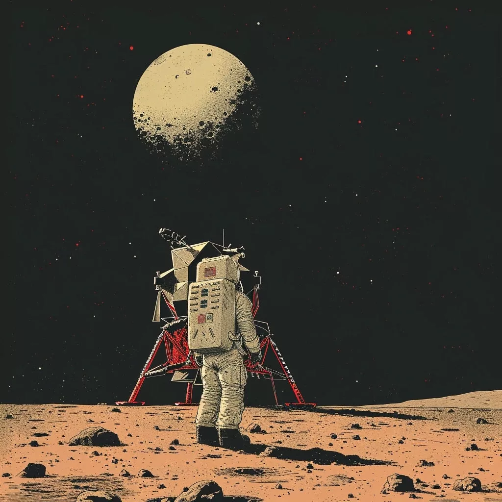 Dibujo del alunizaje de una nave espacial