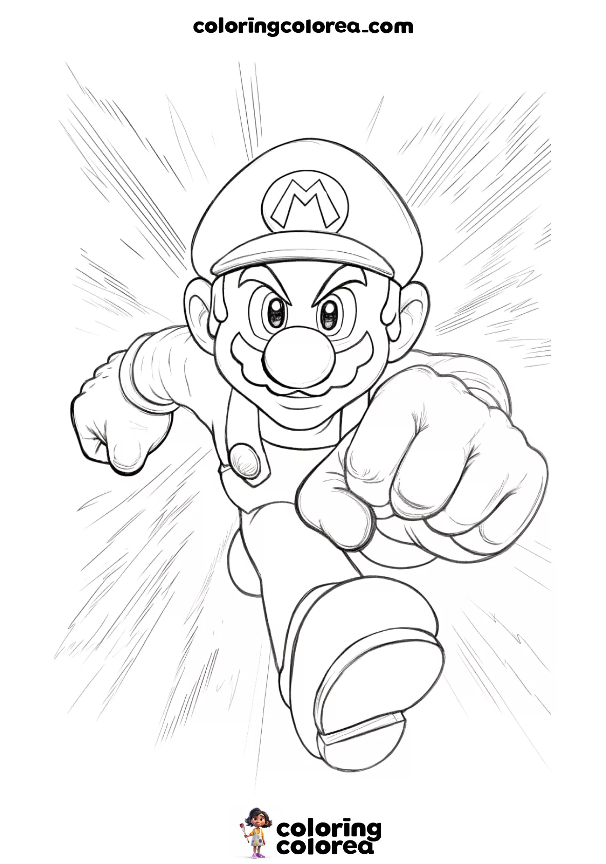 Dibujo para colorear gratis de Super Mario corriendo