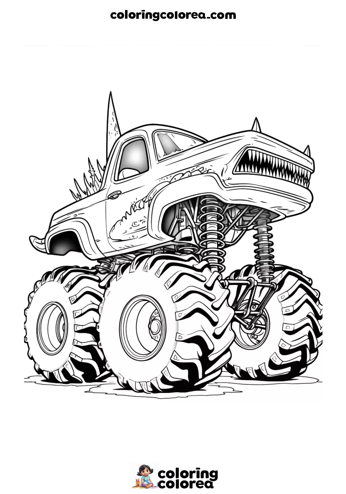 Dibujo para colorear gratis de una furgoneta monster truck