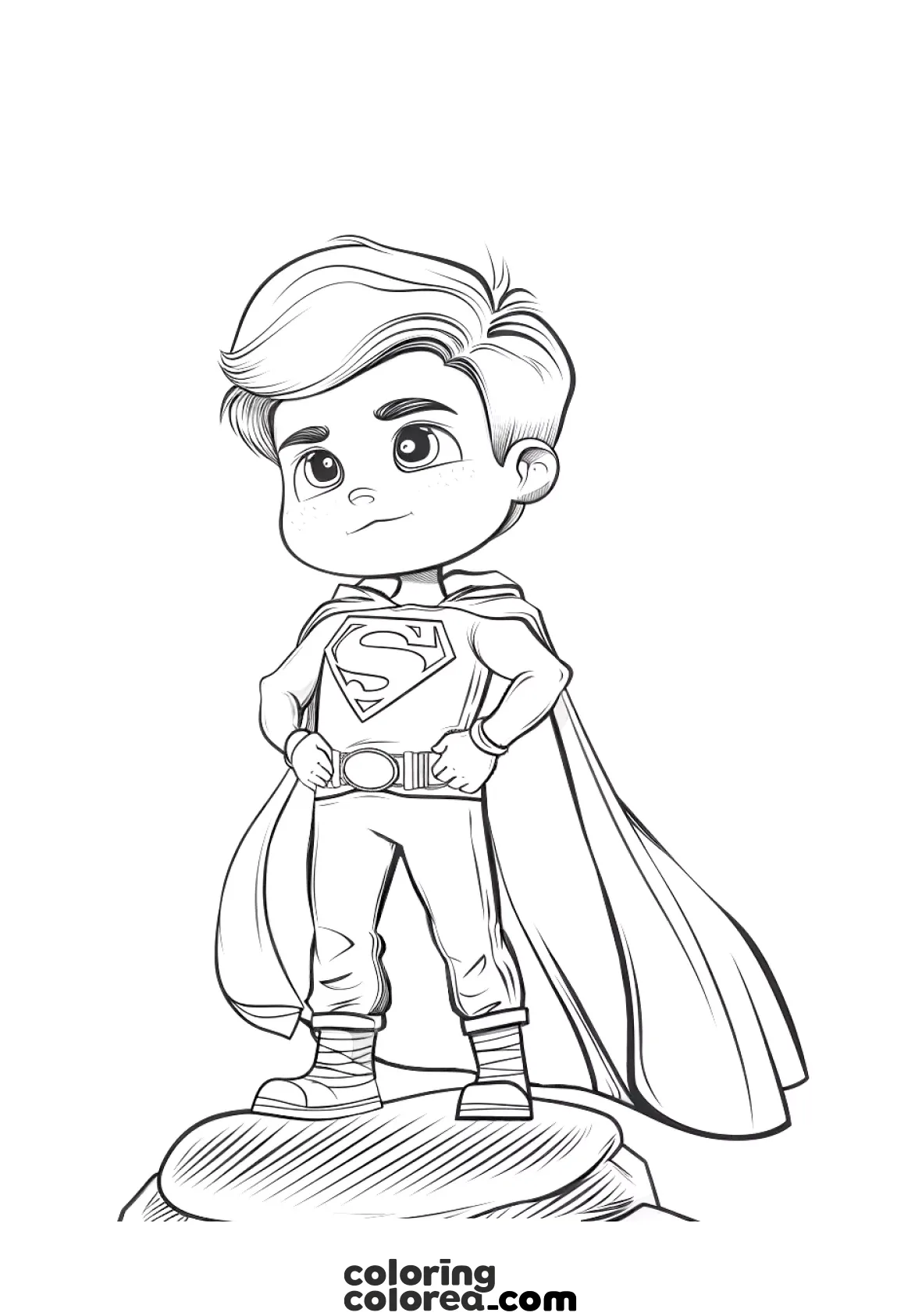 Dibujo para colorear gratis de un niño Superman