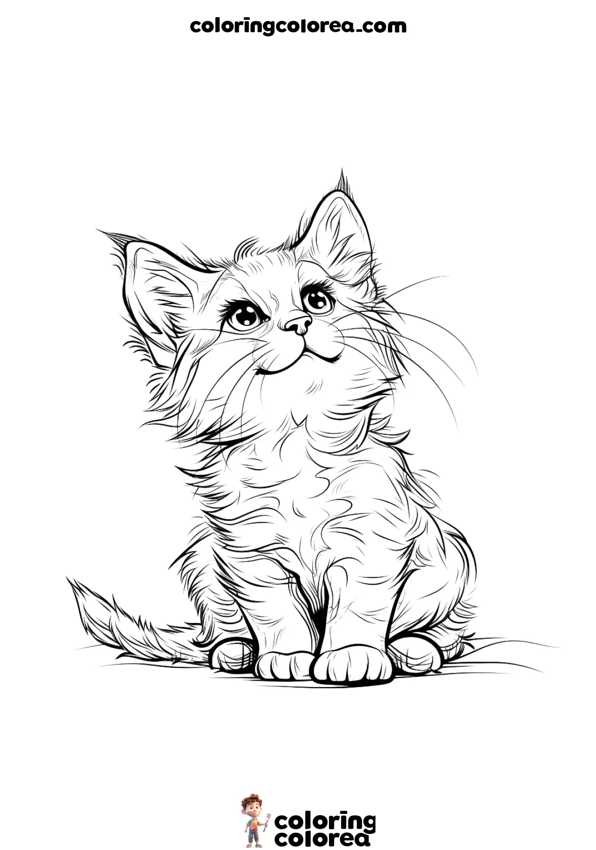 Simpático cachorro de gato para colorear gratis