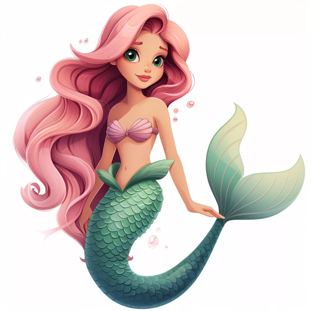 Dibujo de una sirena parecida a Ariel