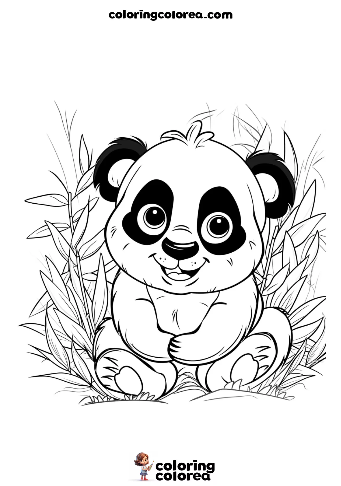 Dibujo para colorear de un oso panda