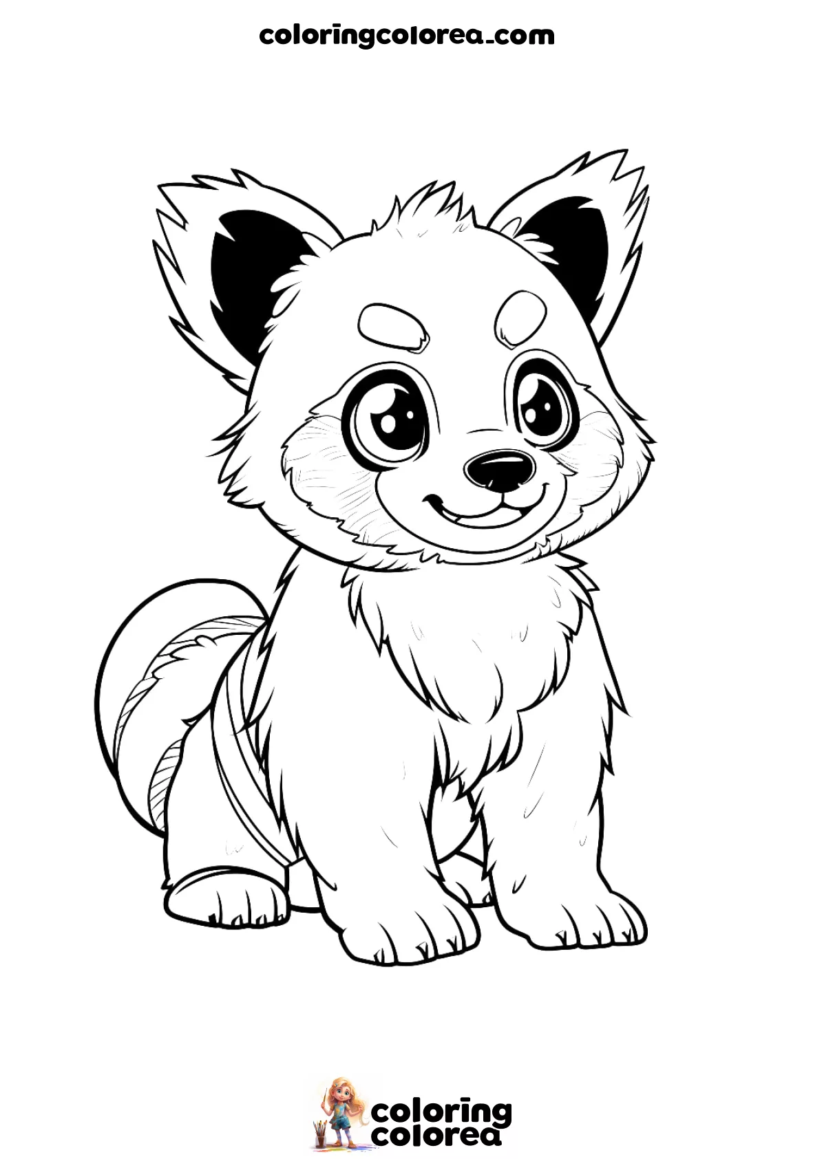 Dibujo para colorear gratis de un Panda Rojo