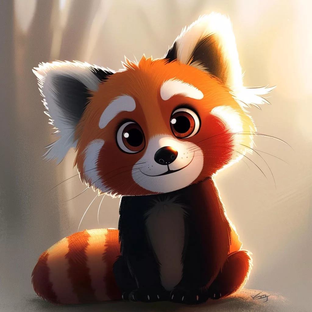 Dibujo de un adorable Panda rojo
