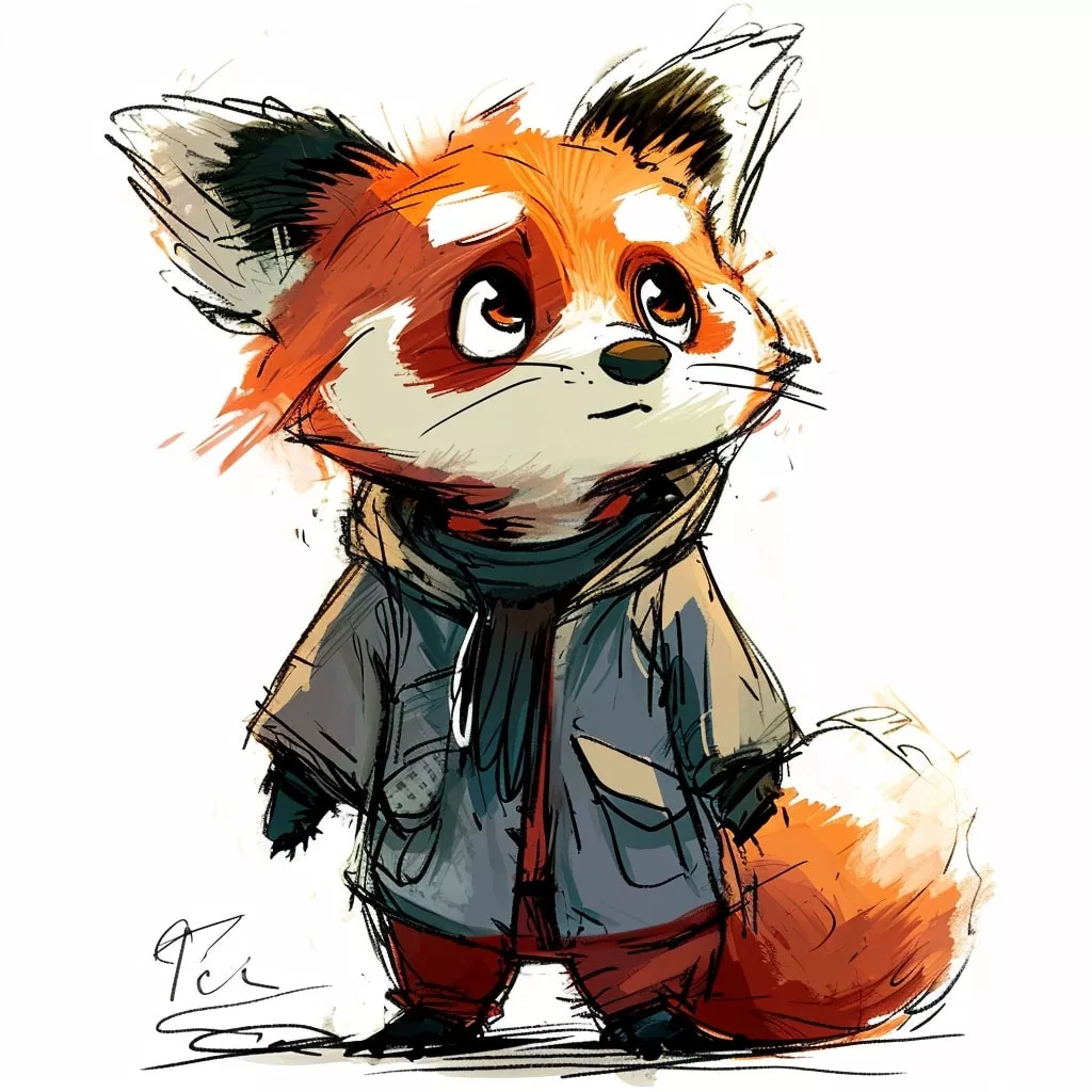 Ilustración de un oso panda rojo