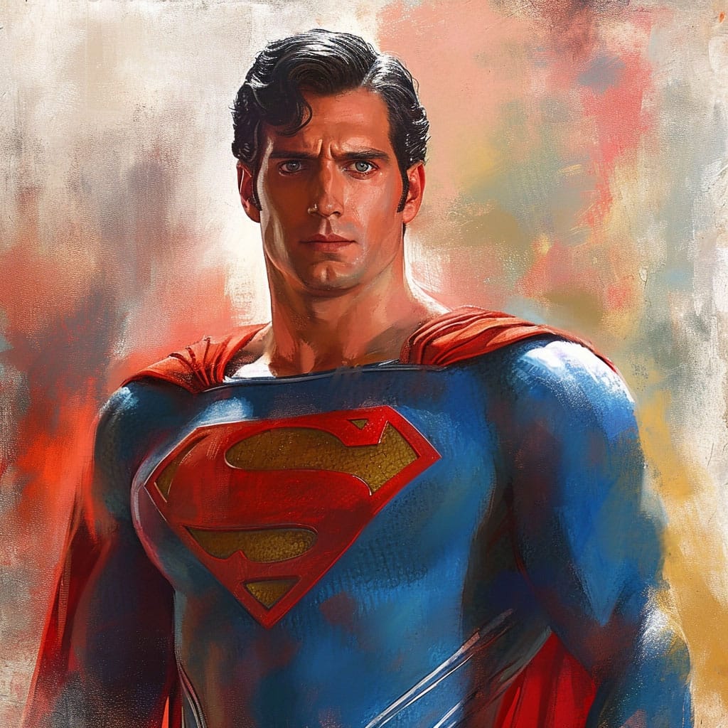 Ilustración tipo retrato de Superman generado con IA